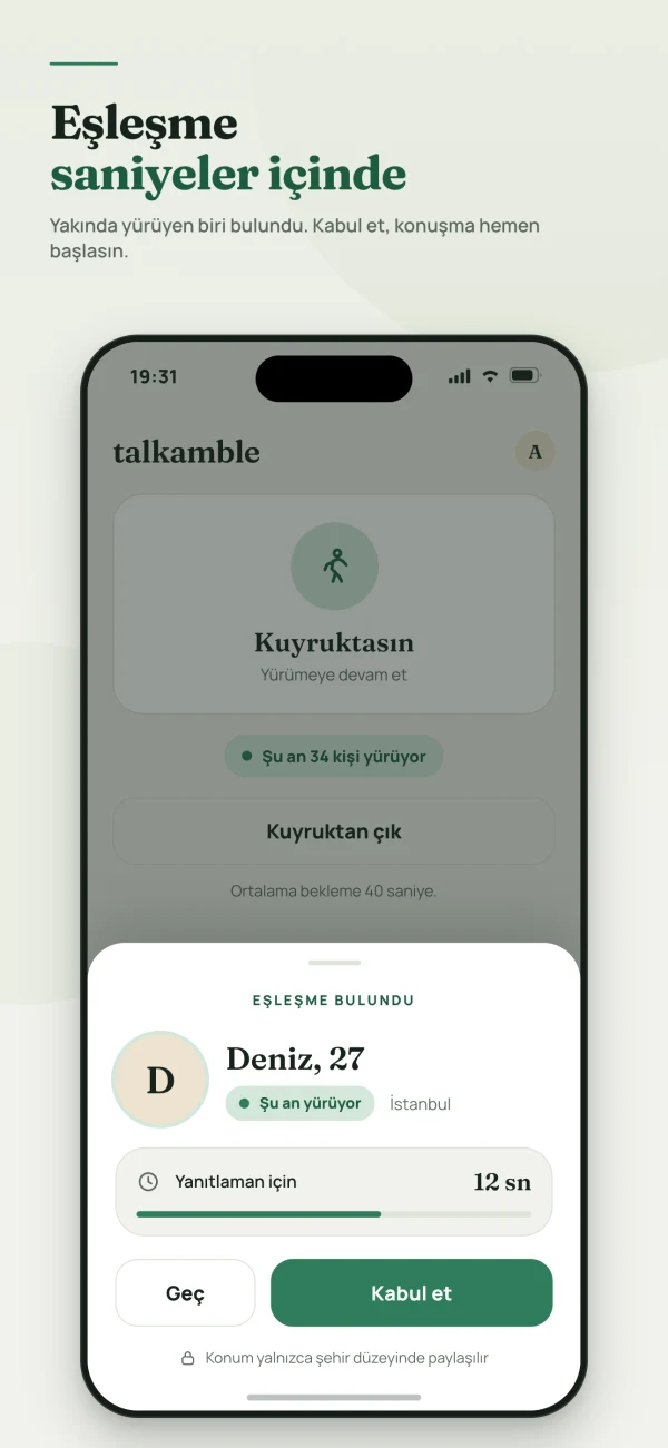 Talkamble-Bildschirm für eine gegenseitige Audio-Einladung